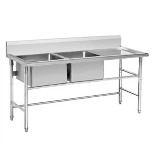 stainless steel work table with sink for commercial kitchen