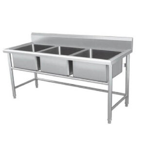 stainless steel work table with sink for commercial kitchen